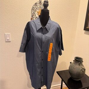 NWT Stylish Navy Patterned Casual Button Down Shirt